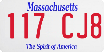 MA license plate 117CJ8