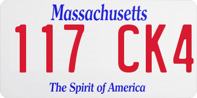 MA license plate 117CK4