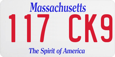 MA license plate 117CK9