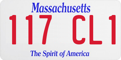MA license plate 117CL1