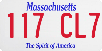 MA license plate 117CL7