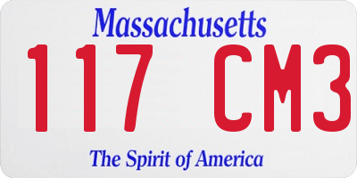 MA license plate 117CM3