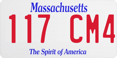 MA license plate 117CM4
