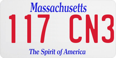 MA license plate 117CN3