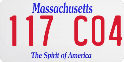 MA license plate 117CO4