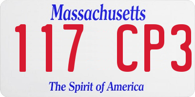 MA license plate 117CP3