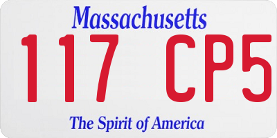 MA license plate 117CP5