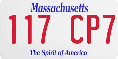 MA license plate 117CP7
