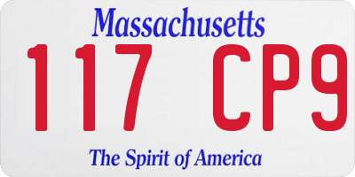 MA license plate 117CP9