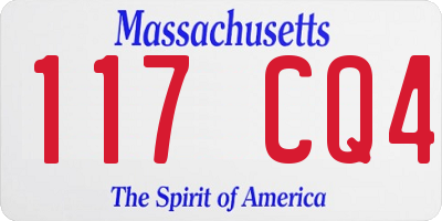 MA license plate 117CQ4
