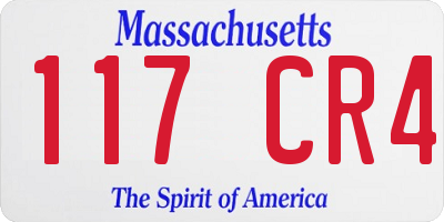 MA license plate 117CR4