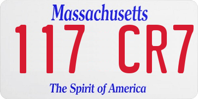 MA license plate 117CR7