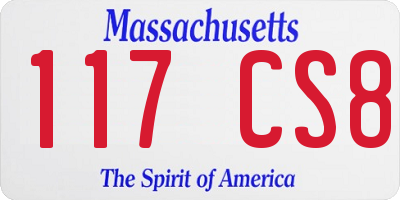 MA license plate 117CS8