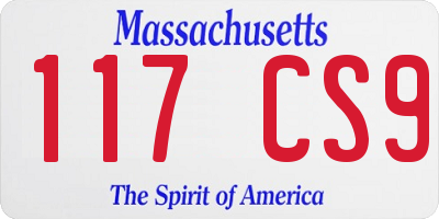 MA license plate 117CS9