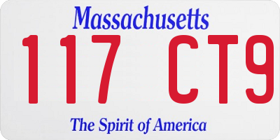 MA license plate 117CT9