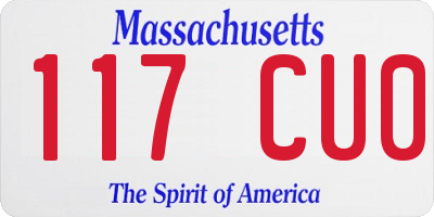 MA license plate 117CU0