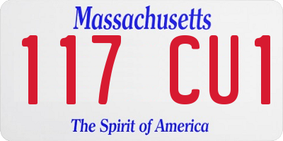 MA license plate 117CU1
