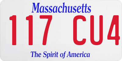 MA license plate 117CU4