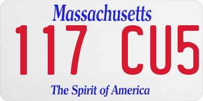 MA license plate 117CU5