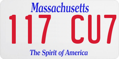 MA license plate 117CU7