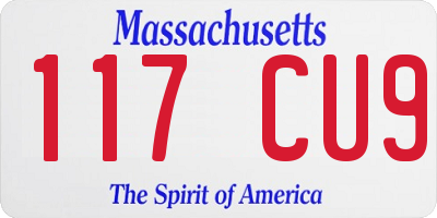 MA license plate 117CU9