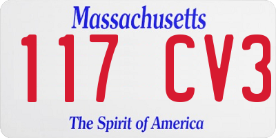 MA license plate 117CV3