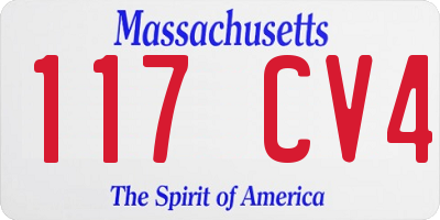 MA license plate 117CV4