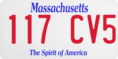 MA license plate 117CV5