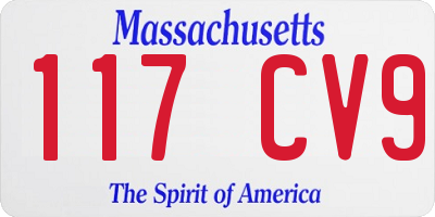 MA license plate 117CV9
