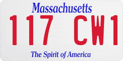 MA license plate 117CW1