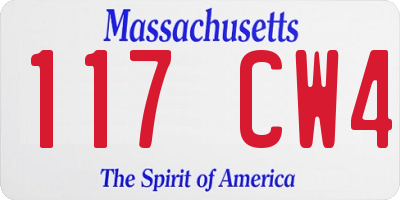 MA license plate 117CW4