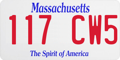 MA license plate 117CW5