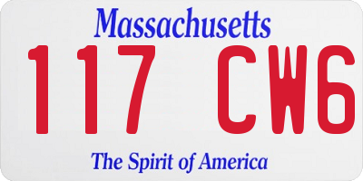 MA license plate 117CW6