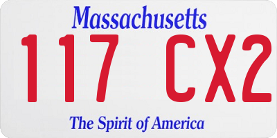 MA license plate 117CX2