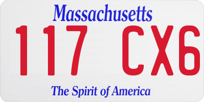 MA license plate 117CX6