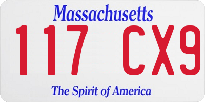 MA license plate 117CX9