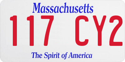 MA license plate 117CY2