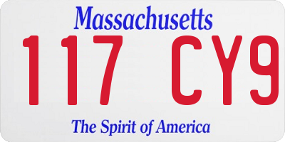 MA license plate 117CY9