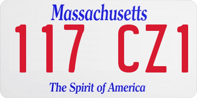 MA license plate 117CZ1