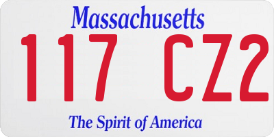 MA license plate 117CZ2