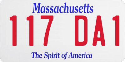 MA license plate 117DA1