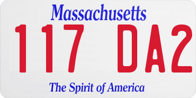MA license plate 117DA2