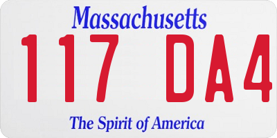 MA license plate 117DA4