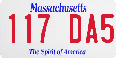 MA license plate 117DA5