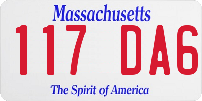 MA license plate 117DA6
