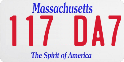 MA license plate 117DA7