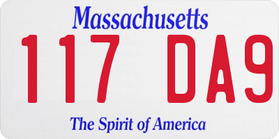 MA license plate 117DA9