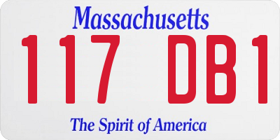 MA license plate 117DB1