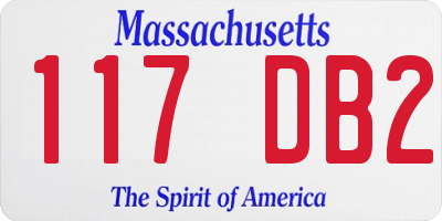 MA license plate 117DB2