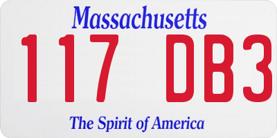 MA license plate 117DB3